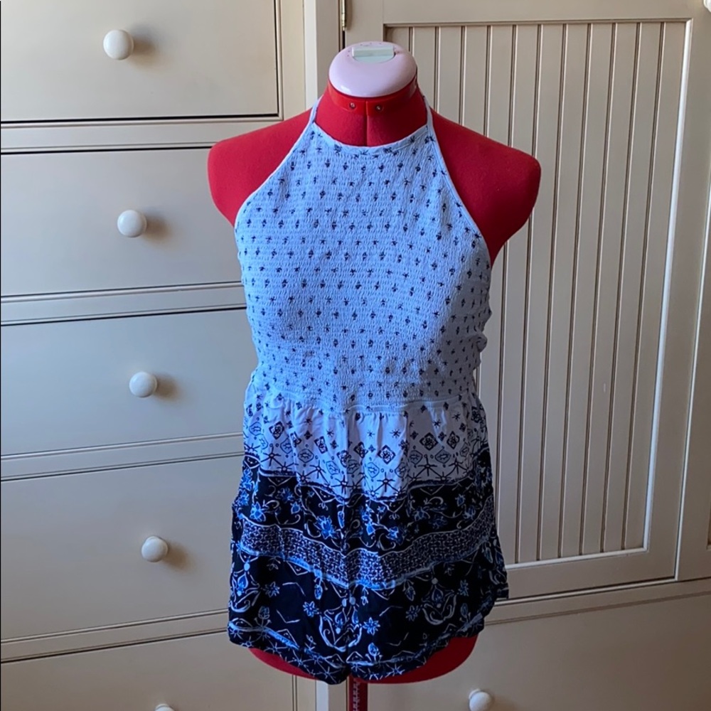 Urban Outfitters Halter Smocked Romper Sz L